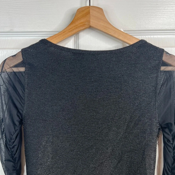 Noisy May Women's Black Glitter Mesh Long Sheer Sleeve Party Top Size XS - Picture 8 of 12